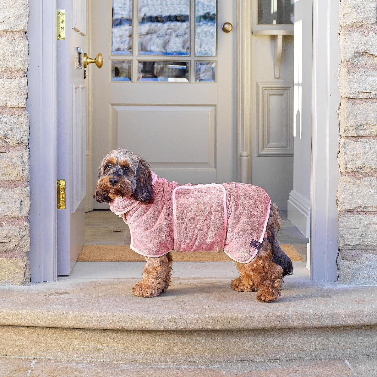 Lucky Pooch Dog Robe, Luxurious Dog Bathrobe - S / Dusty Pink - image 2