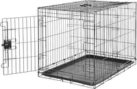 Amazon Basics Durable, Foldable, Collapsible, Portable Metal Wire Dog Crate with Tray, Single Door with Divider Panel, Easy to Assemble & Clean, 36 x 23 x 25 in, Black