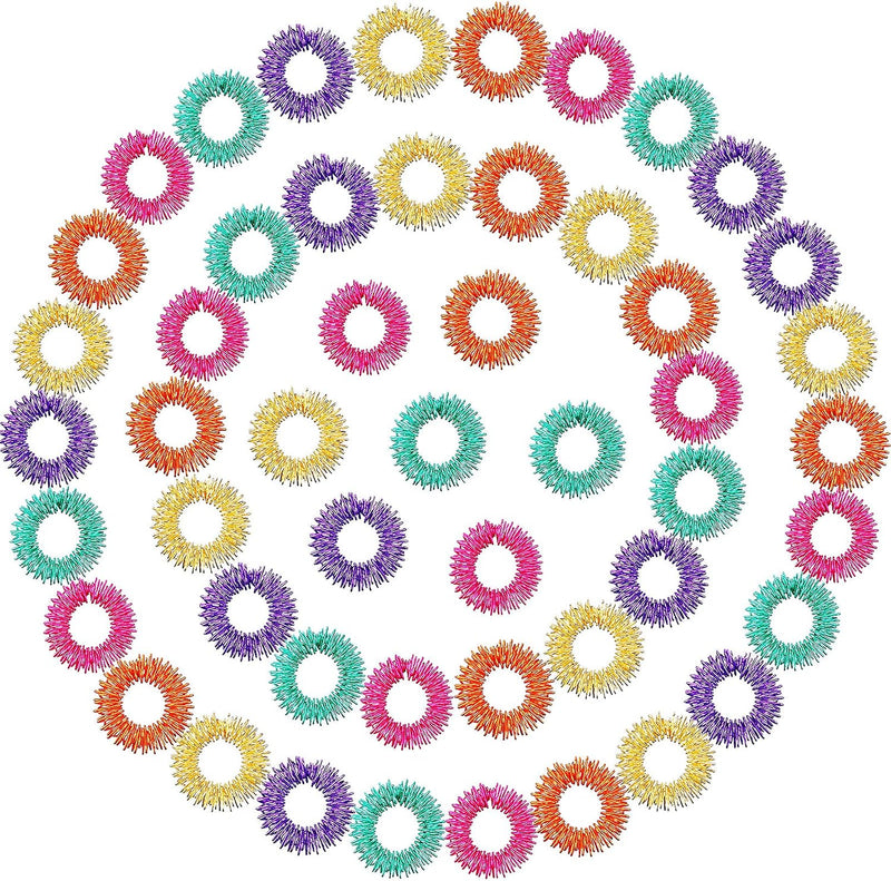 Blulu 50 Pcs Acupressure Rings, Orange, Yellow, Purple, Green - Orange, Yellow, Purple, Green, Rose Red