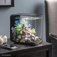 biOrb Flow 15 Acrylic 4-Gallon Aquarium with White LED Lights Modern Compact Tank for Tabletop or Desktop Display, Black