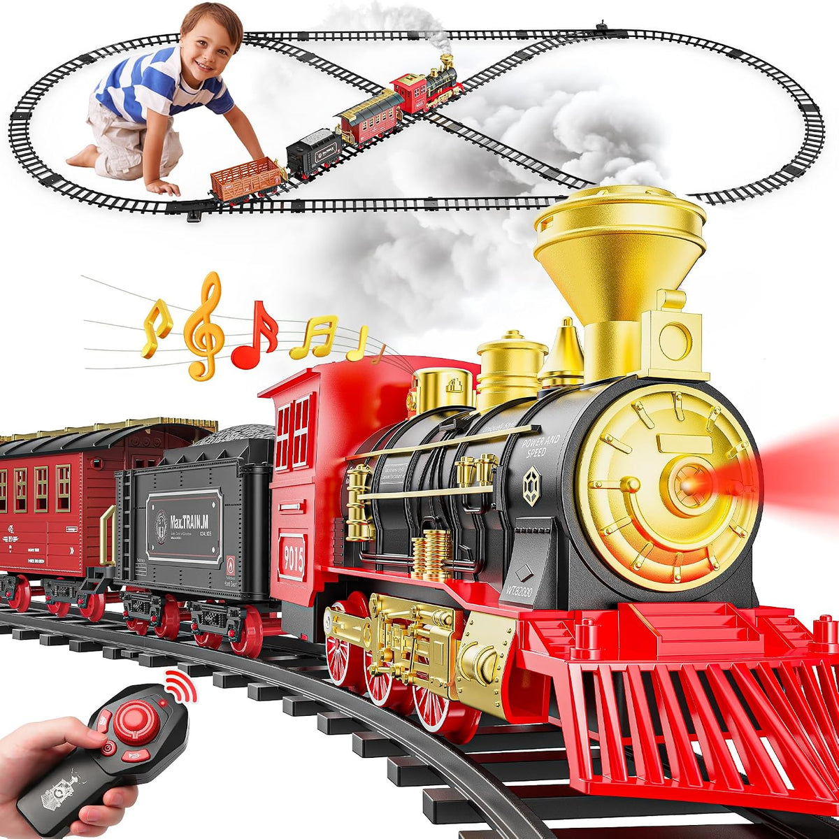 Hot Bee Train Set, Remote Control Train Toys with Smoke - Huge