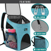 PetAmi Cat Backpack Carrier for Small Dogs and Large Cats - Sea Blue - image 3