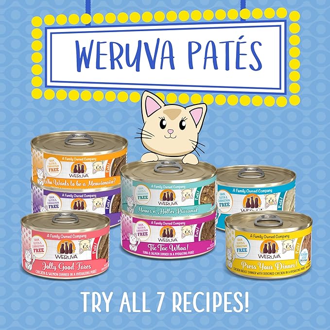 Weruva Wet Cat Food, Tic Tac Whoa with Tuna and Salmon Pate, 3oz Can, Pack of 12