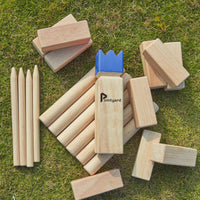 Kubb Yard Game Set Solid Wooden Viking Chess Outdoor Toss Game – Fun for Kids & Family - Blue / 3 Inches Kubb - image 2