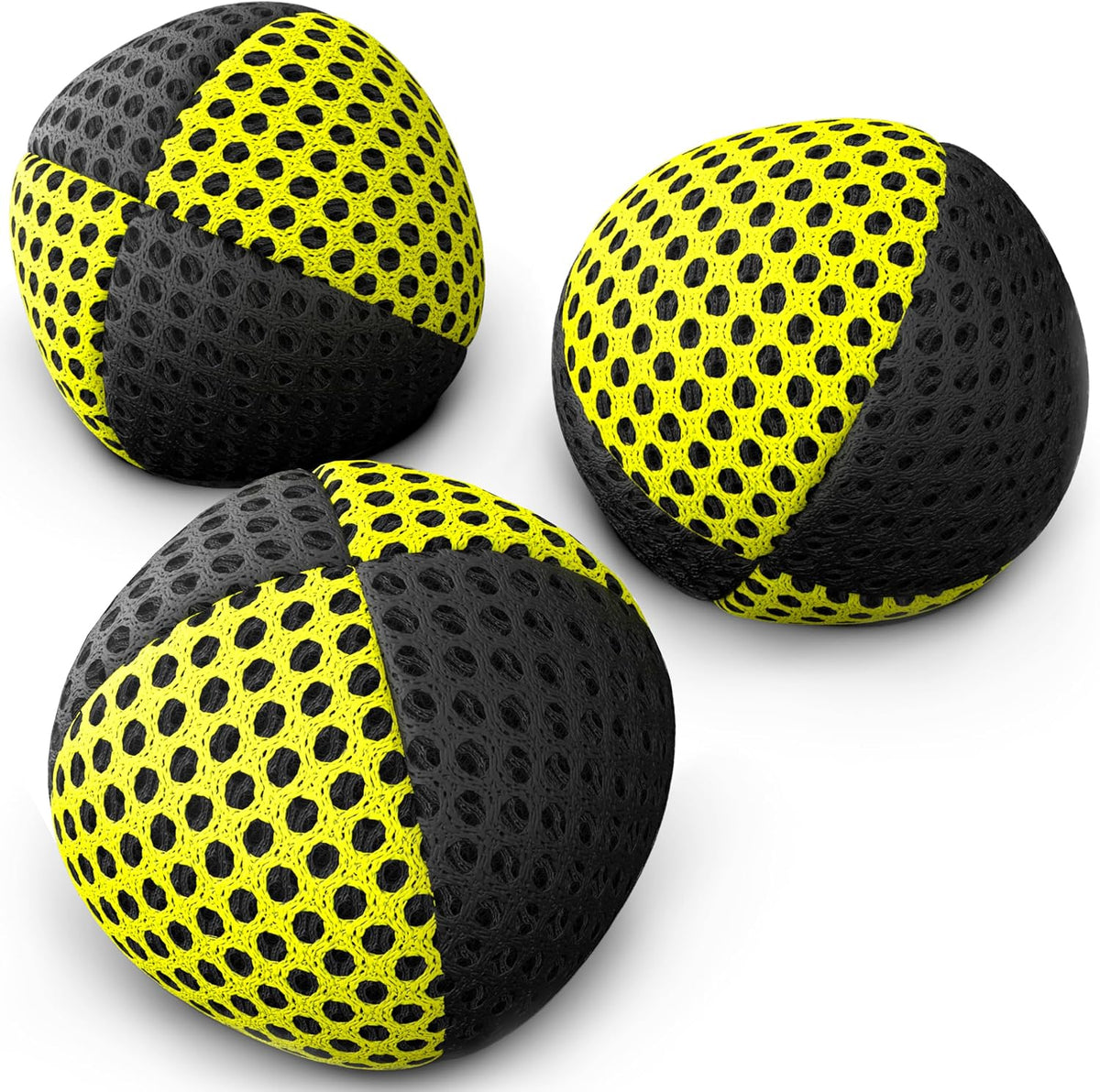 speevers Juggling Balls for Beginners and Professionals Set of 3 - Black - Yellow / 2.5 oz