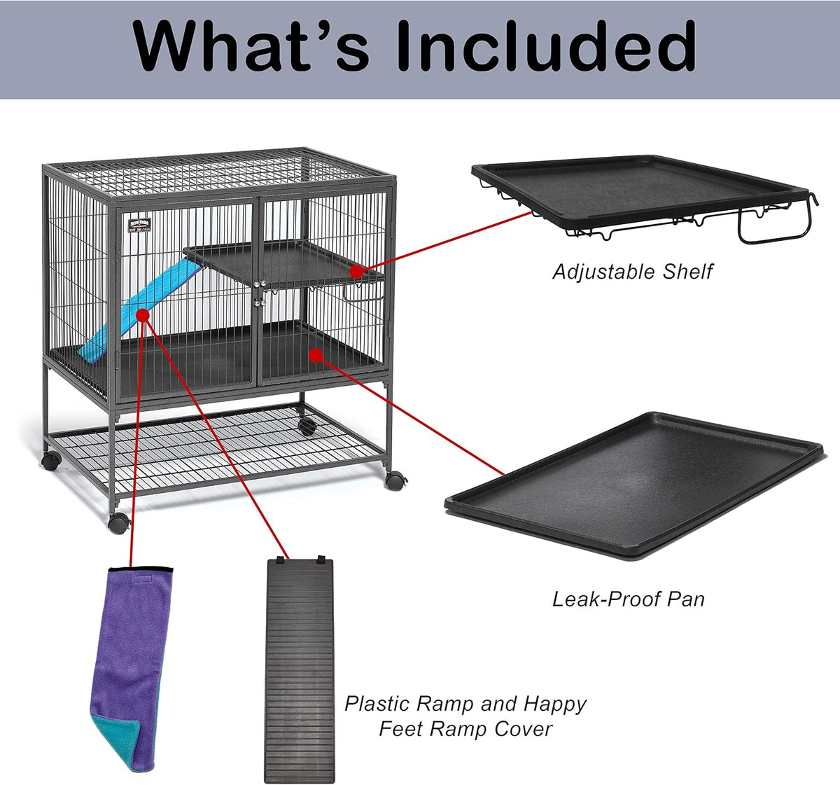 Critter Nation by MidWest Double Unit Small Animal Cage – Essentials for Small Pets - Black: 1 Inch Wire Spacing: Ferret Nation / Single Story - image 3