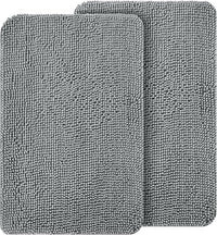 OLANLY Dog Door Mat Set 2-Piece 36x24, Absorbs Moisture and Dirt, Absorbent Non-Slip Washable Doormat, Quick Dry Chenille Mud Mat for Dogs, Entry Indoor Entryway Carpet for Inside Floor, Grey