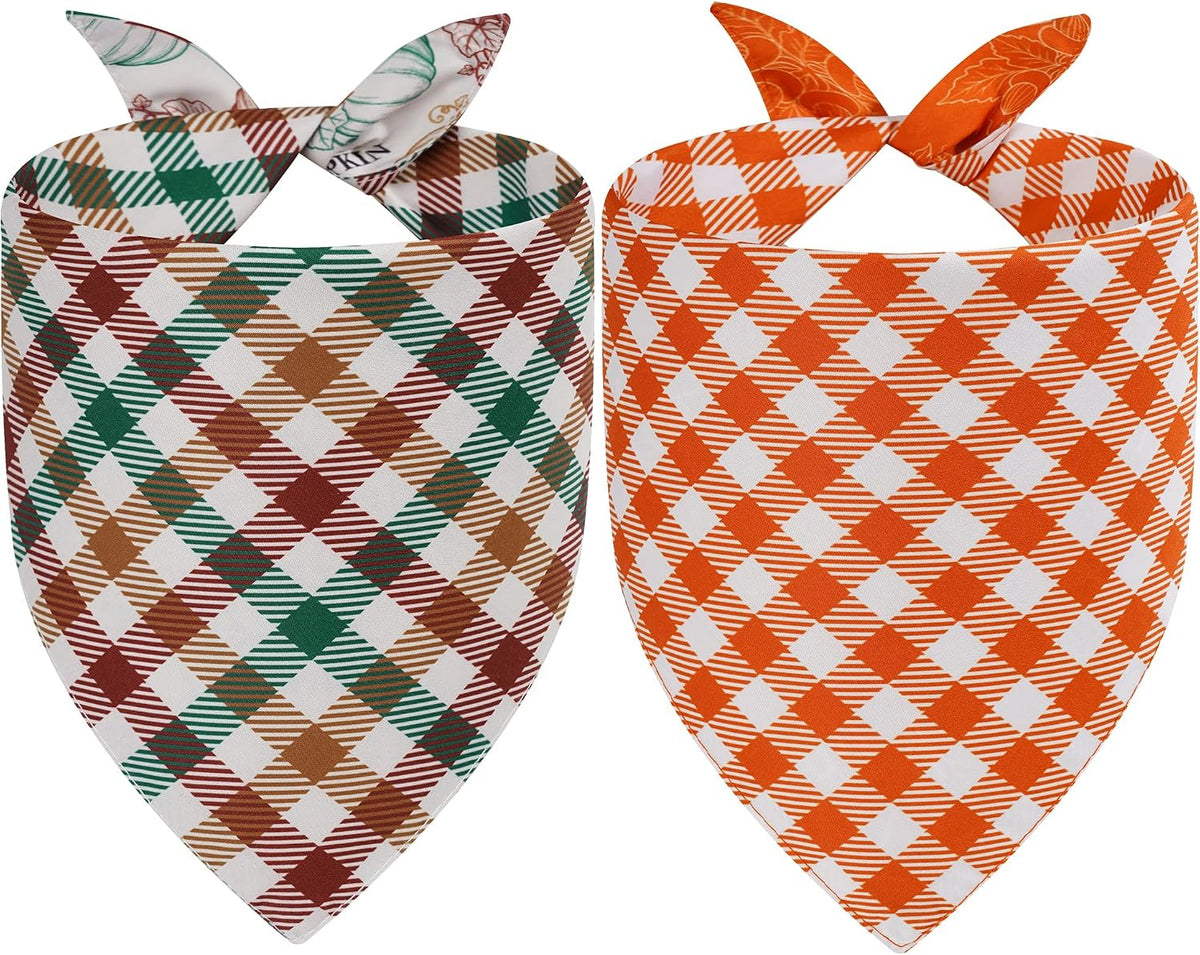 Halloween Dog Bandanas Pink Black XLarge 2PCS - hello fall-pumpkin-26-N / Large - image 2