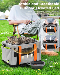 Pecute Cat Carrier, Top Expandable Dog Crate for Travel - Grey - image 4