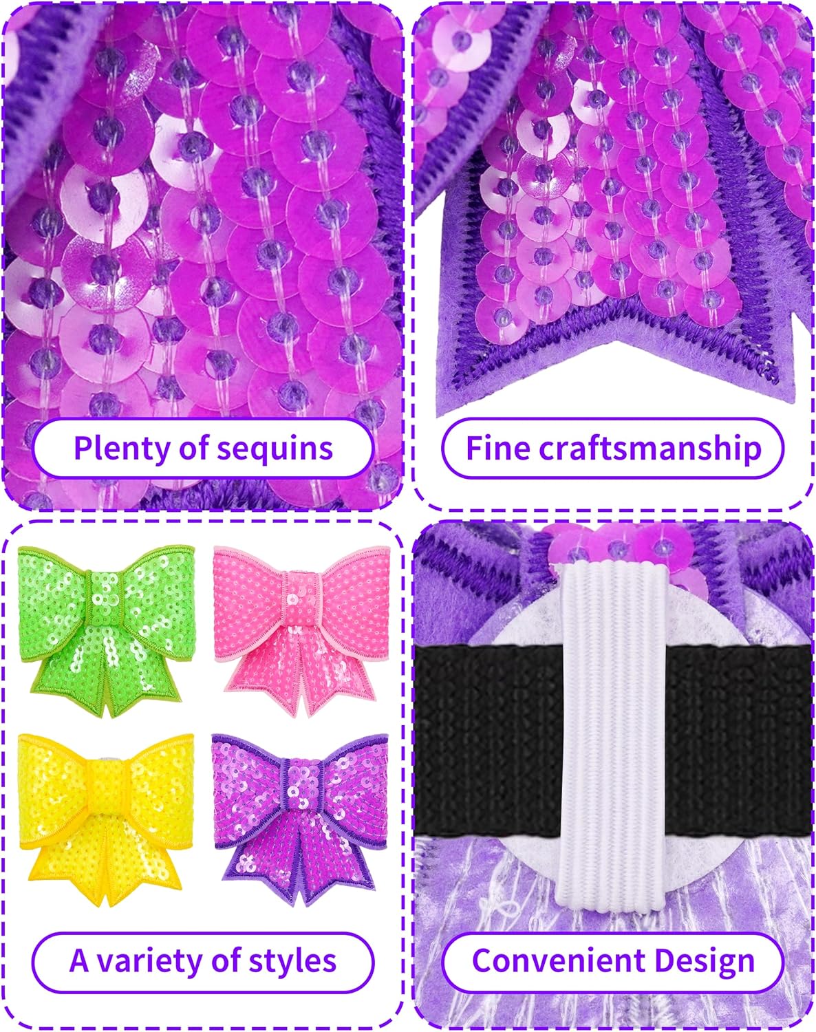 PET SHOW 4 Pack Small Dog Bows Sliding on Collar Attachment – Essentials for Dogs - AE 2.95" - image 3
