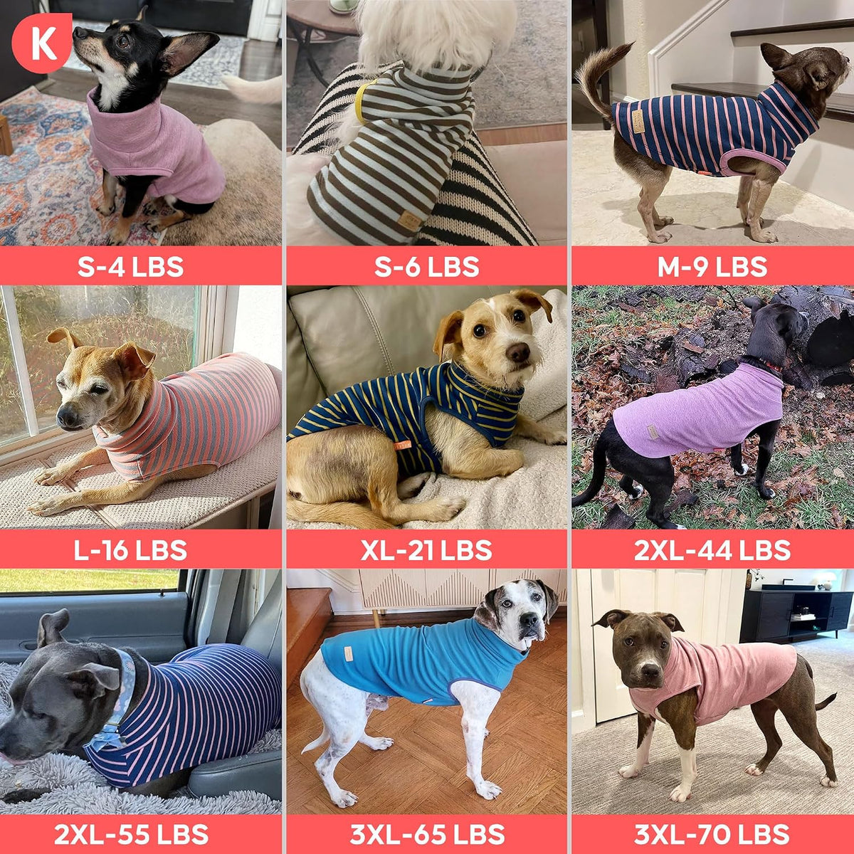 KYEESE 2Pack Dog Sweater for Small Dogs Soft Pet Coats Fleece - 8# Pink+Pink Stripe / X-Large (19-27lbs) - image 4