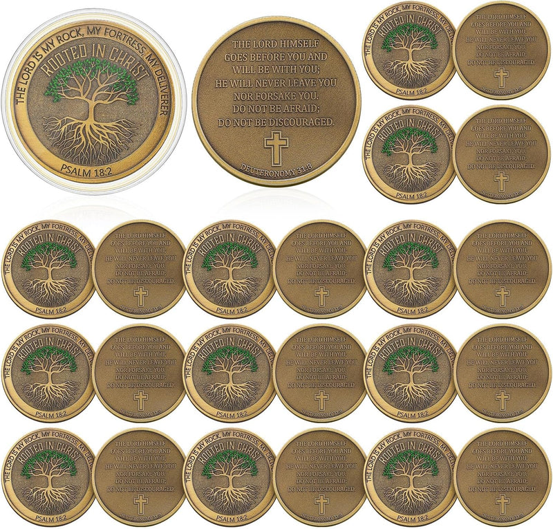 Siifert Rooted in Christ Christian coins in antique bronze zinc alloy with tree design