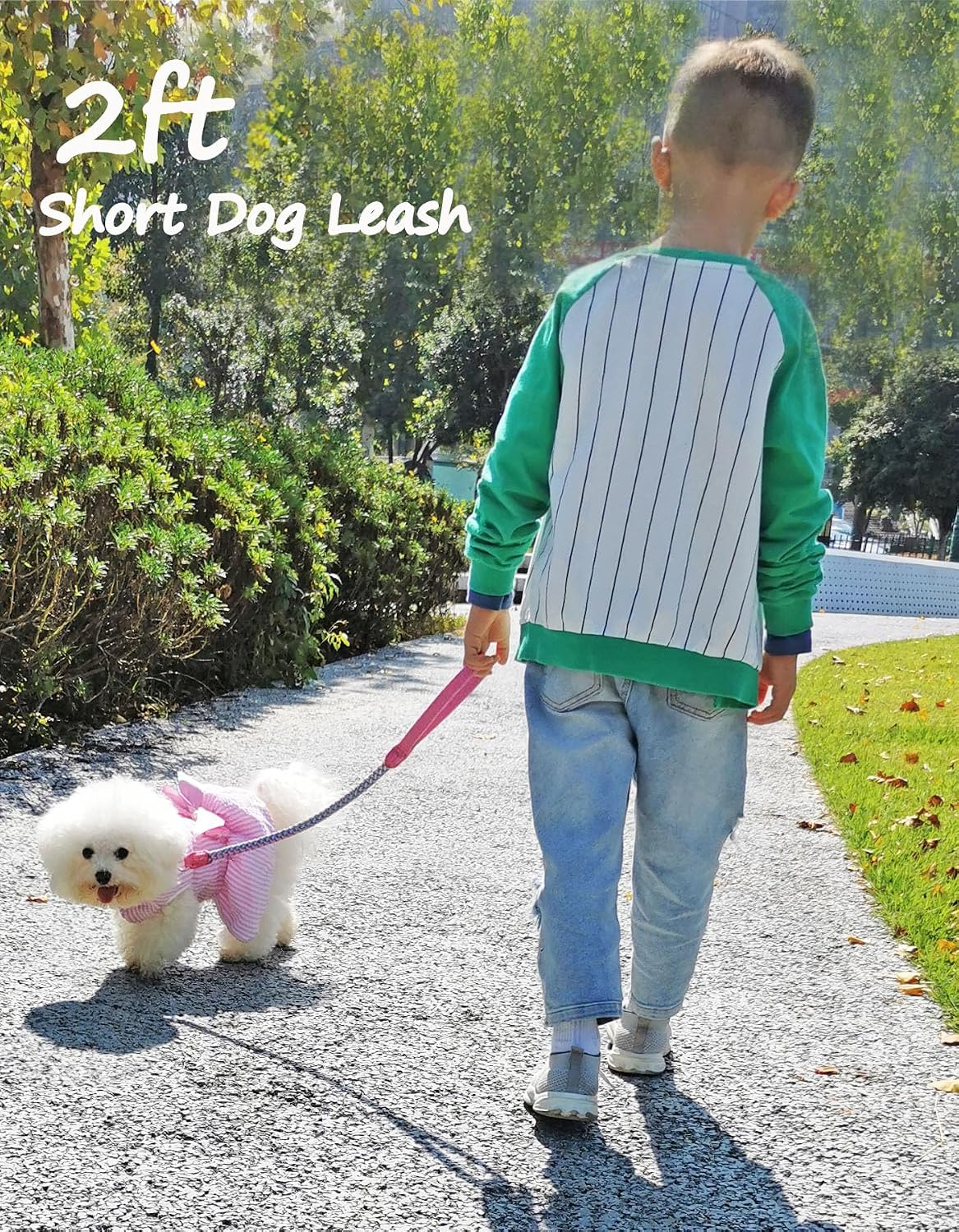 Reflective Dog Leash 2/3/4/6/10ft Braided 1/2" Strong Nylon Rope – Essentials for Dogs - 2ft * 1/2" / Pink - image 4