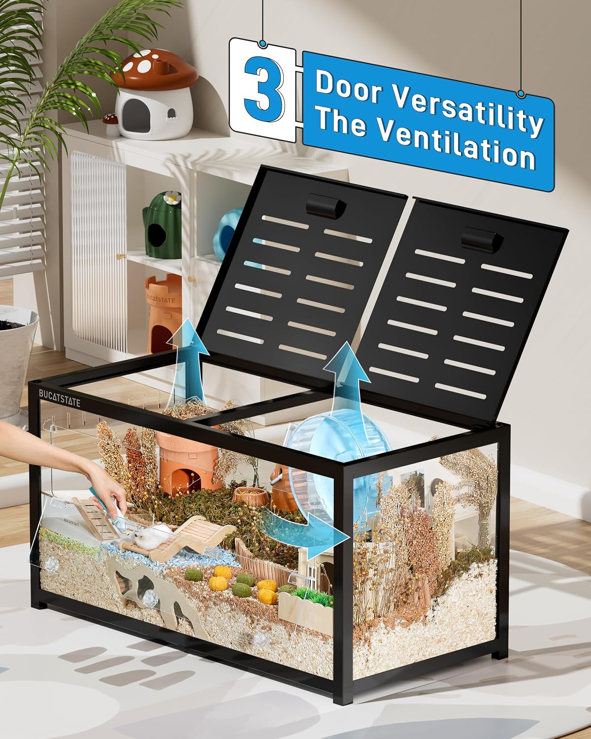 BUCATSTATE Hamster Cage 3.0, Large Hamster Enclosure – Essentials for Small Pets - 39.3"L x 19.7"W x 20.4"H / Black - image 3