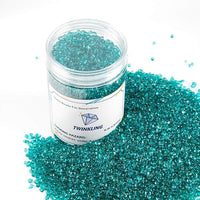 TWINKLING High Luster Round Glass Stones, Marbles, Pebbles, Beads - Fire Pit Vase Fill Crafts Aquarium Garden Decor, 3-6mm, 1-Pound Jar (Turquoise)