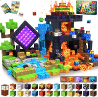 GraceDuck 300 PCS Magnetic Blocks, Magnetic Building Blocks - 300pcs Led Glowing Volcano