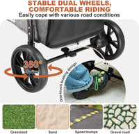 Medium Dog Stroller, Dual Entry One-Touch Folding - Grey - image 4