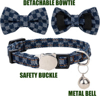 Cat Collar Breakaway Bowtie Safety with Bell Adjustbale Kitten Puppy - O-[2pcs] Denim - image 4