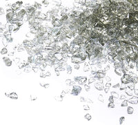TWINKLING High Luster Fire Glass Gravel Stone Glitter,Broken Glass,Fire Gems Chips,Crushed Glass for Fire Pit Crafts Resin Art Aquarium Garden Decoration,3-6mm,1-Pound Jar (Grey)