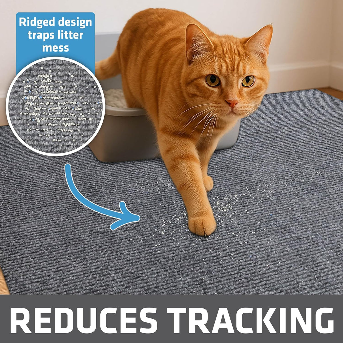 Drymate Cat Litter Box Mat, Litter Trapping Mat - Grey / 28x36 Inch (Pack of 1) - image 2
