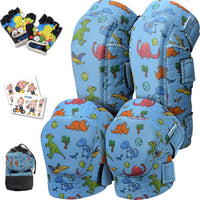 Soft-Style Kids Knee and Elbow Pads with Bike Gloves - Small / Dinosaur