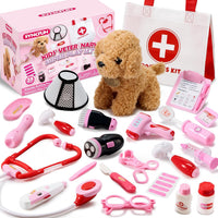 SYNCFUN Doctor Kit for Girls, Vet Kit with Dog Toy, Stethoscope