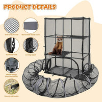 Catio Outdoor Cat Enclosure for Cats & Small Animals, Pet Playpen Cat Climber with Removable Pet Tunnel for Indoor/Outdoor Use