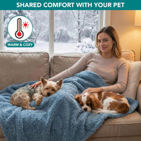 PetAmi Fluffy Sherpa Waterproof Dog Blanket for Small Pet Cat - Dusty Blue / Medium (29x40) - image 4