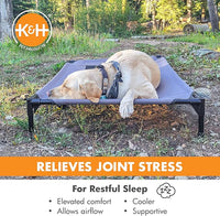 K&H Pet Products Outdoor Elevated Dog Cot, Breathable Cooling Elevated Cot Hammock Pet Bed for Large Dogs, Washable Mesh Cover, Raised Metal Frame, Collapsible, Portable - Large 42 X 30in Gray