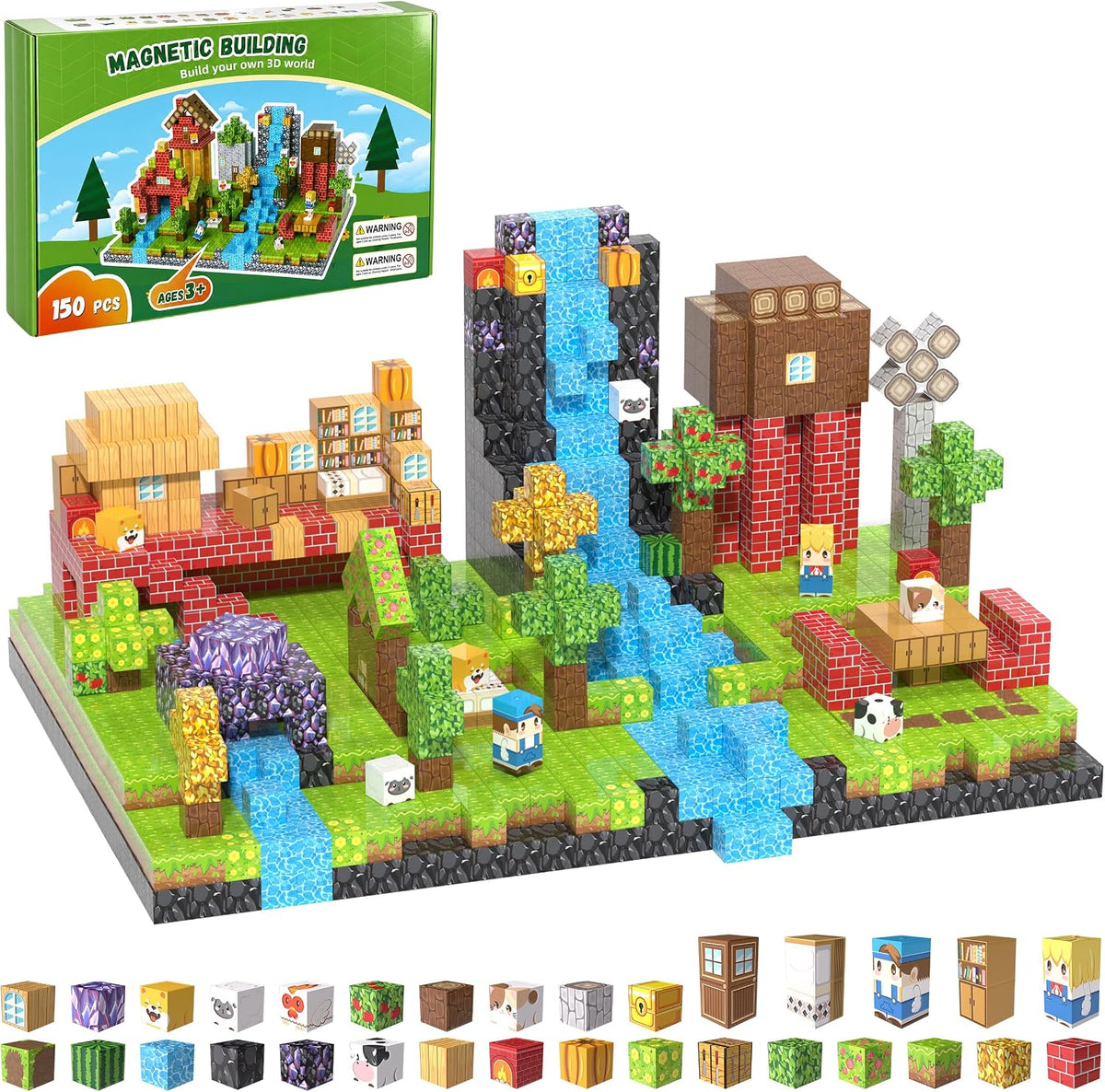 200PCS Magnetic Building Blocks Set - Forest 150PCS 0.98 in Size