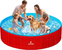 SLOOSH Foldable Dog Kiddie Pool - Red / 71" x 12"