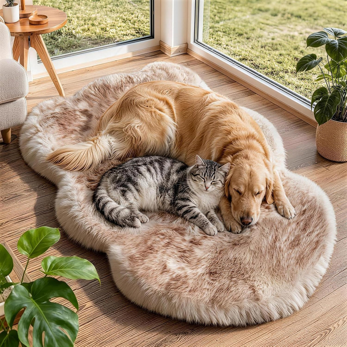 Faux Fur Dog Bed Rug for Large Dogs - Brown / Extral Large, All Breed Sizes