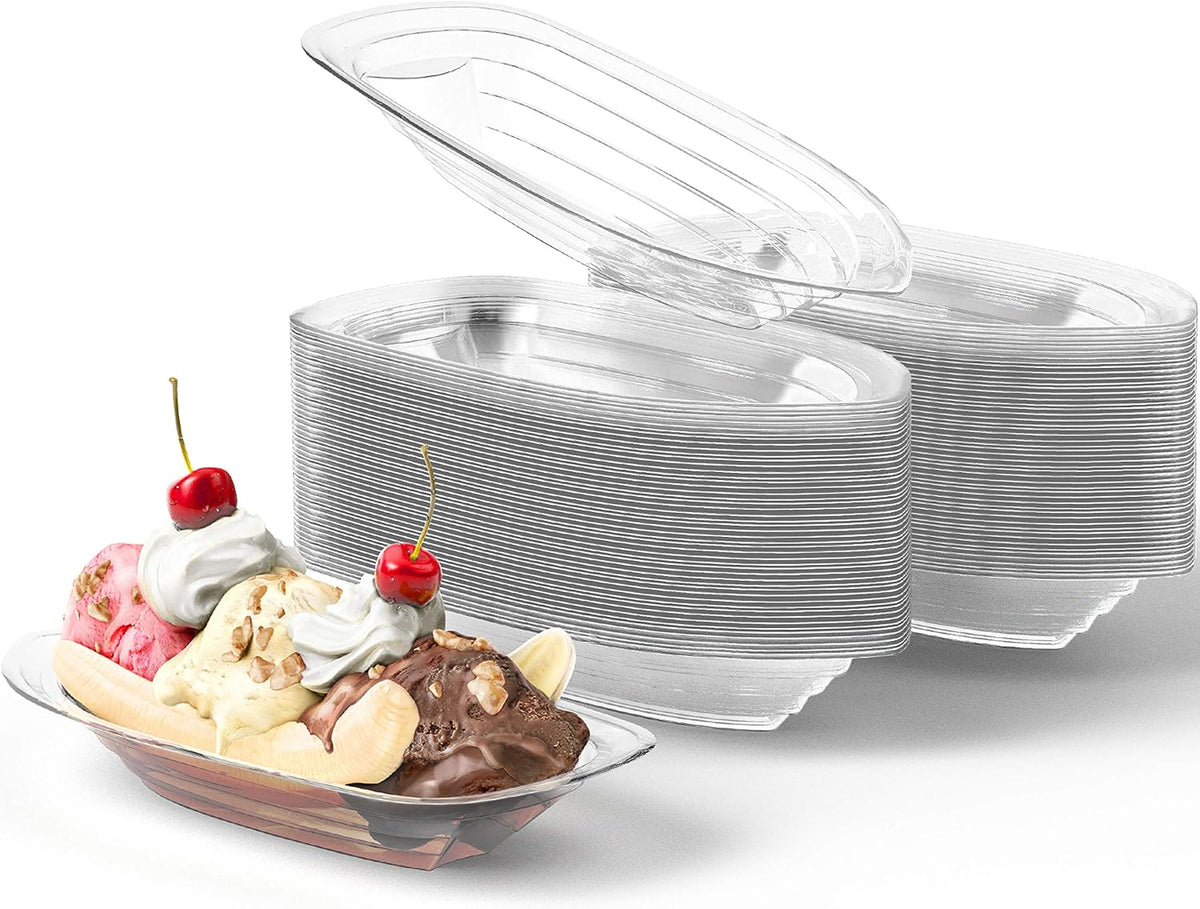 Super Fun Recyclable Banana Split Boats 50Pk. Best Long 12Oz - 100 Pack / 8 Oz