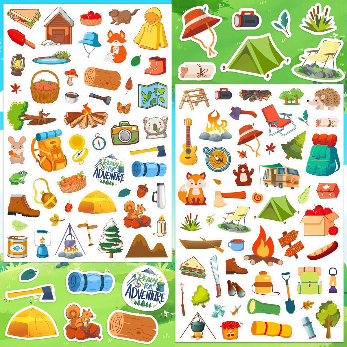 LINAYE 24 Sheets Happy Birthday Stickers, 730 Counts - Camping 24 Sheets