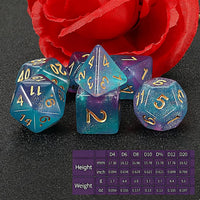 QMAY DND Dice Set - 7Pcs Blue Mix White Polyhedral Dice with Black Dice Bag – Fun for Kids & Family - Purple Light Blue Glitter - image 3