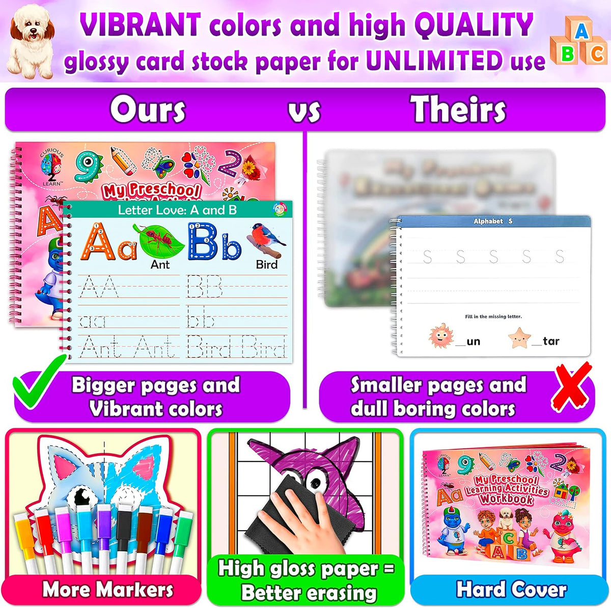 Curious 2 Learn Hardcover Preschool Activity Workbook for Kids Ages 3 - Pink - image 4