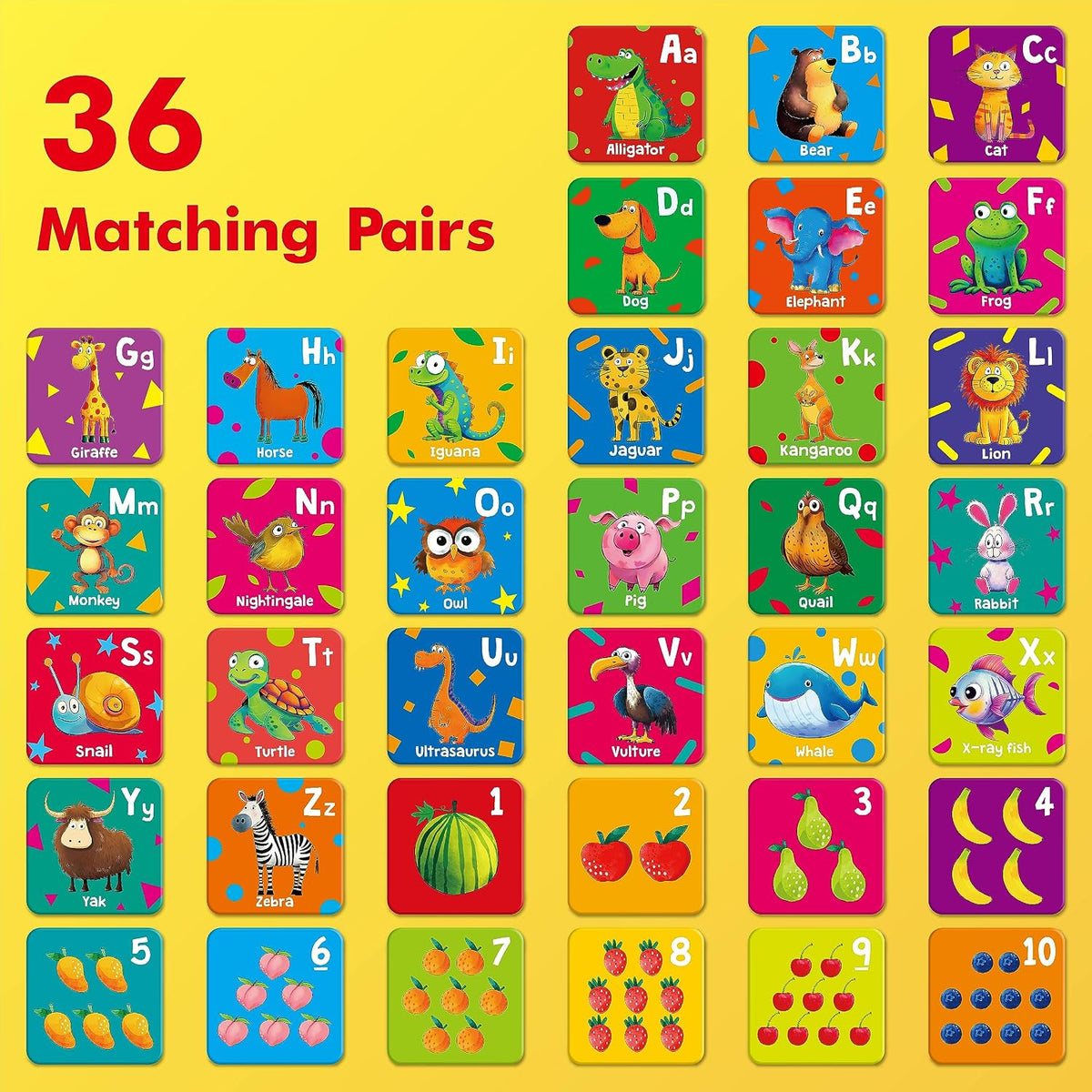 Hebayy 72 PCS Memory Matching Game - Letters & Number - image 2