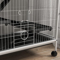 PawHut Metal Small Animal Cage, 5-Tiers Rolling Big Ferret Cage with Hammock, Removable Tray, for Chinchilla, Sugar Glider, White