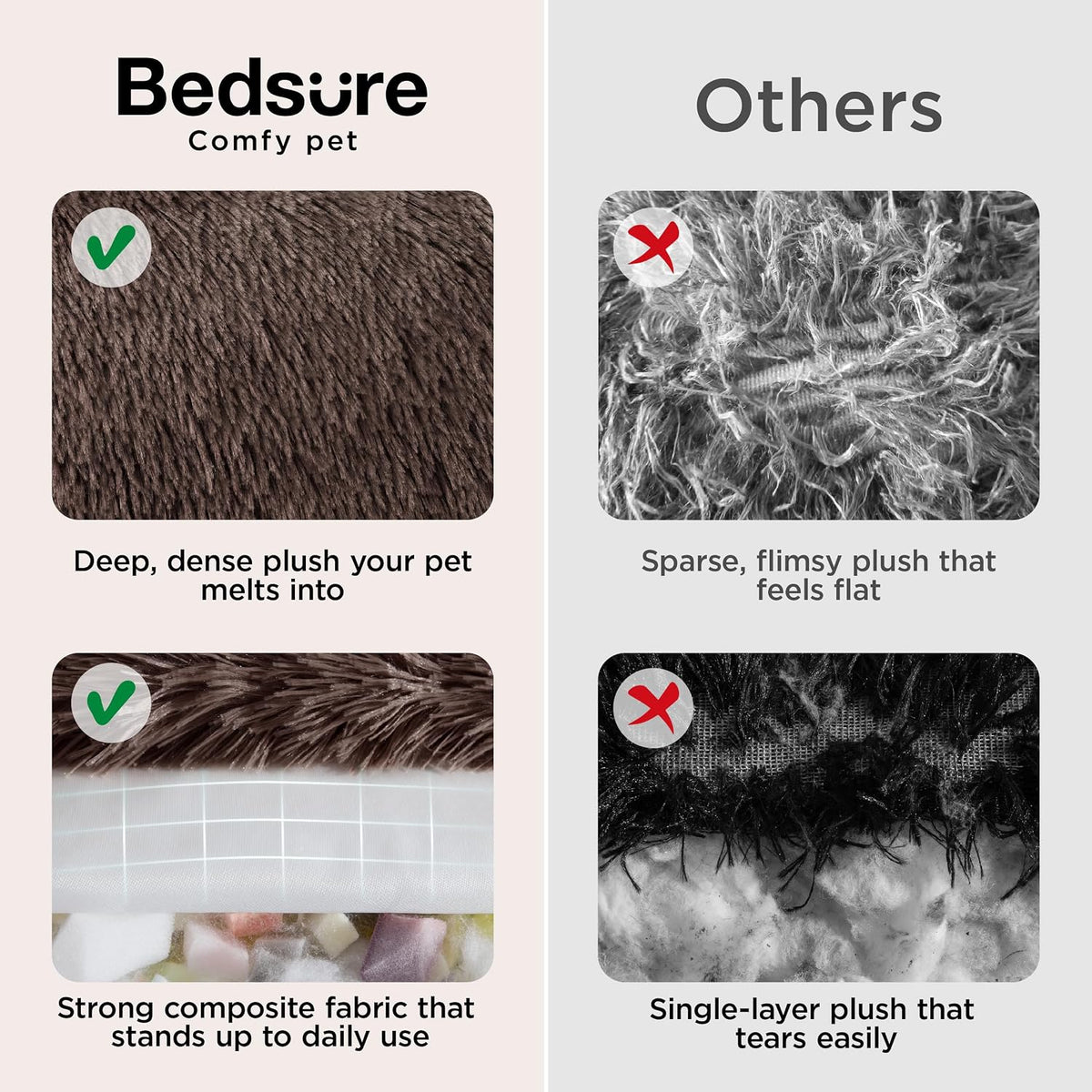 Bedsure SupportMax Calming Dog Beds Large Sized Dog Washable Pet Bed - Chestnut Brown / M(30x30x7) - image 4