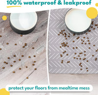 Dog Mat for Food and Water, Cat Feeding Mat - 16.5"L x 26"W / Gray Mud Cloth - image 2