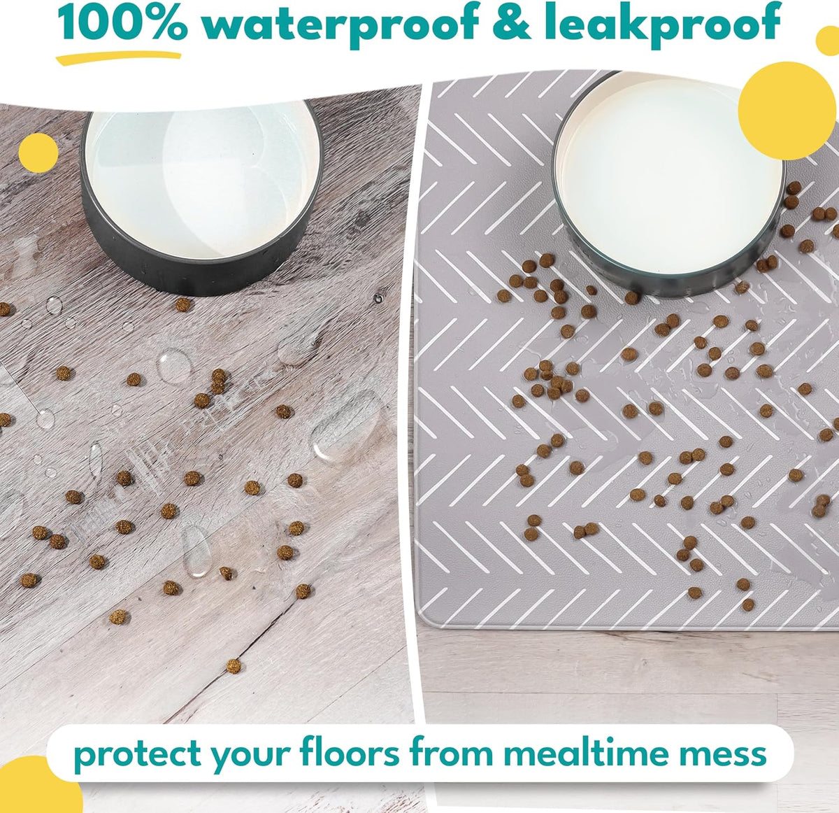 Dog Mat for Food and Water, Cat Feeding Mat - 16.5"L x 26"W / Gray Mud Cloth - image 2