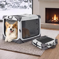 Lesure Portable Soft Collapsible Dog Crate for Large Dogs - Light Grey / 26.0"L x 18.0"W x 18.0"H