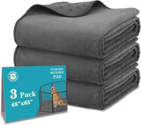 Washable Pee Pads for Dogs, 65'' x 48'', Quick-Dry, Grey - Gray / 65x48 Inch(Pack of 3)