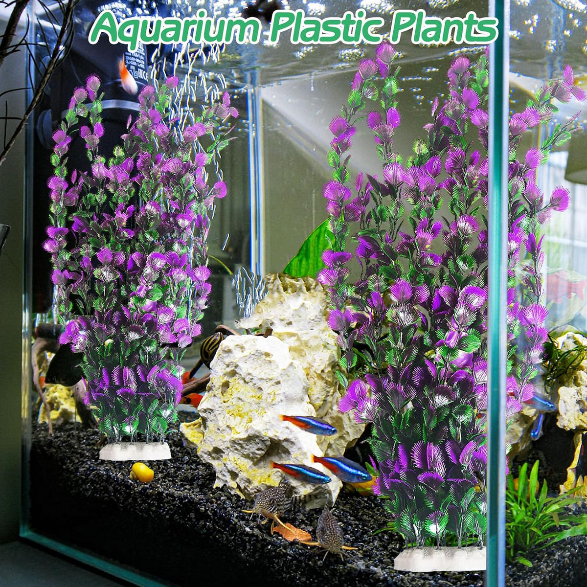 Aquarium Plastic Plants Extra Large Aquarium Plant 20.4-inch Tall - B*2 Pcs / 27.5 in - image 4