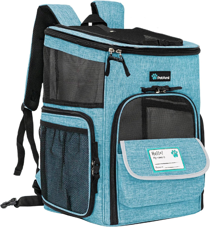PetAmi Dog Backpack Carrier - Turquoise / 12.5"L x 12.0"W x 16.5"H