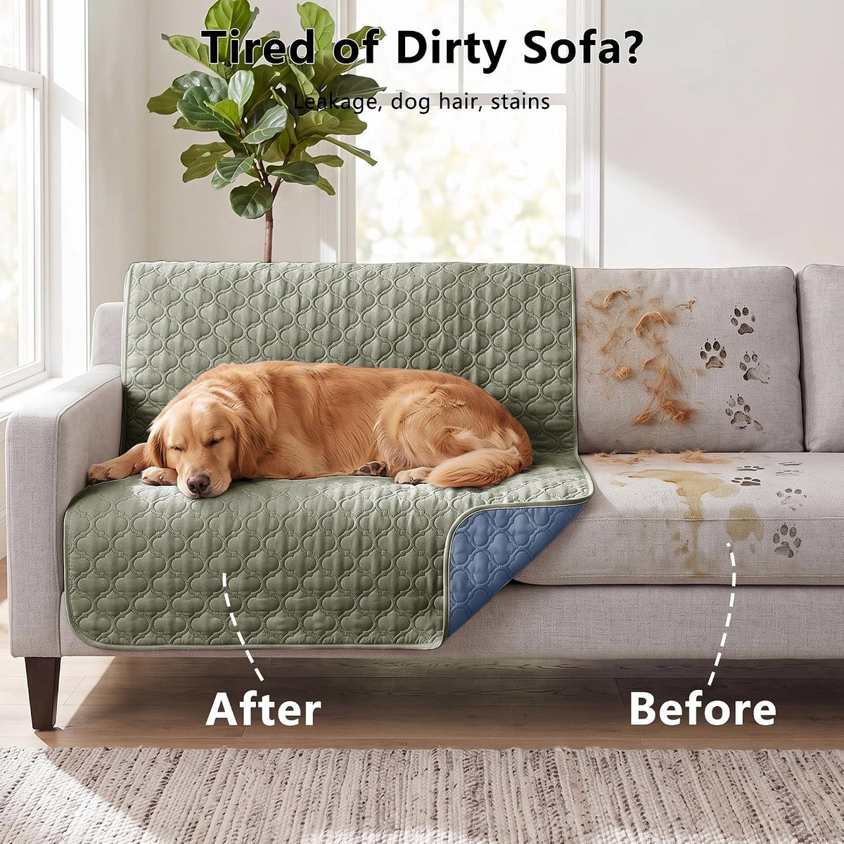 Waterproof Couch Cover, Washable Dog & Pet Furniture Protector - Blue+green / 52x82 Inches - image 3