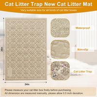 35x24 Inch Large Cat Litter Box Mat, Scatter Control, Waterproof – Daily Care for Cats - 1 Count (Pack of 1) / L-Beige - image 2