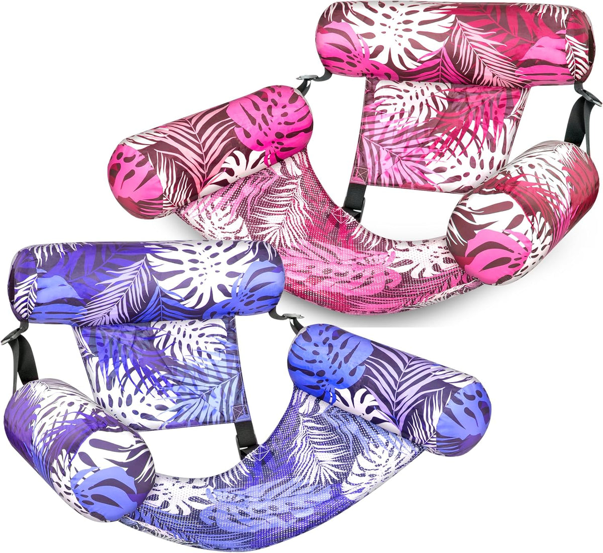 SLOOSH Inflatable Pool Floats Adult - Purple,Pink-Tropical Leaves