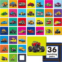 Hebayy 72 PCS Memory Matching Game - Truck