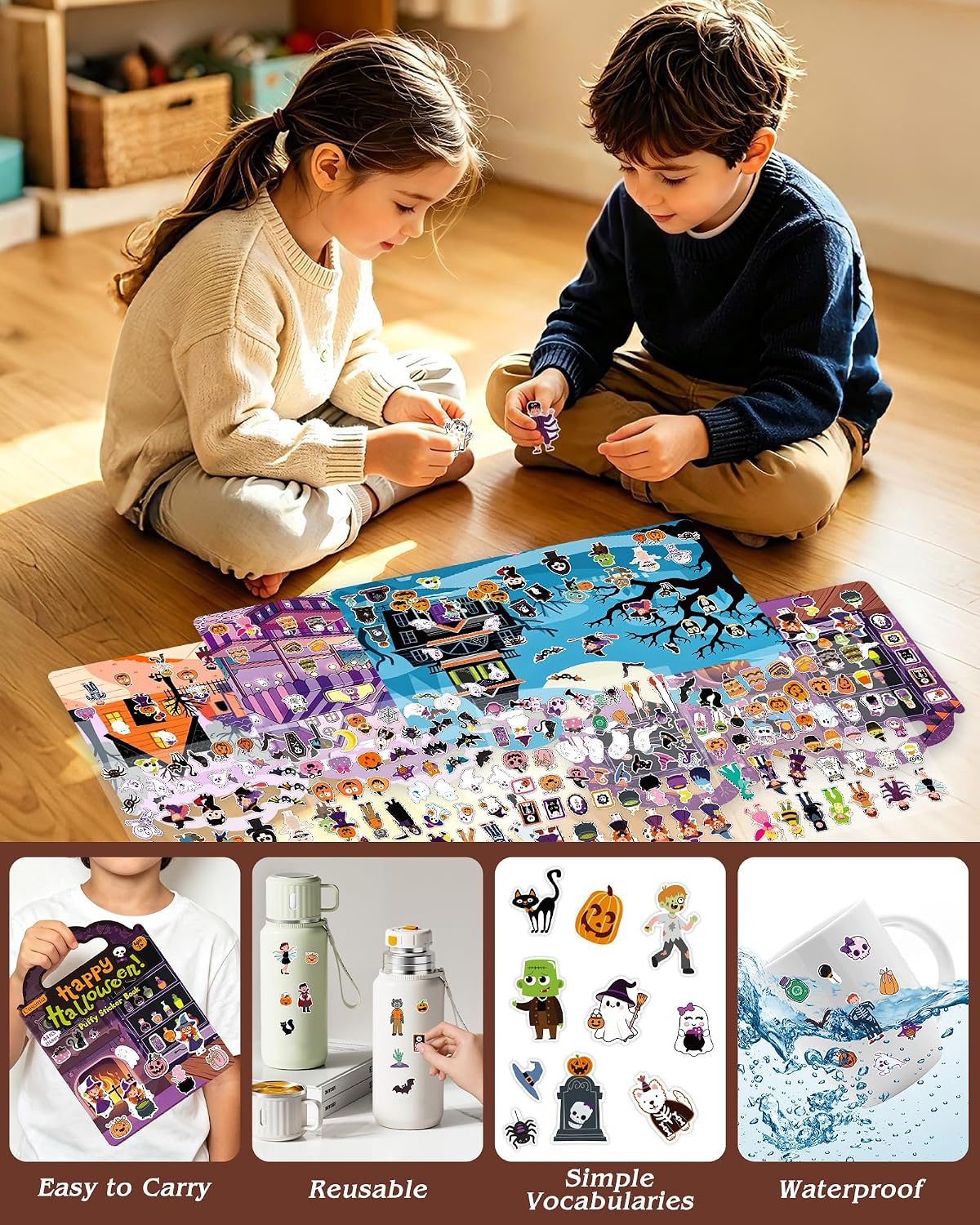 Cosomia 6 reusable puffy sticker books with princess, mermaid and garden themes - view 15